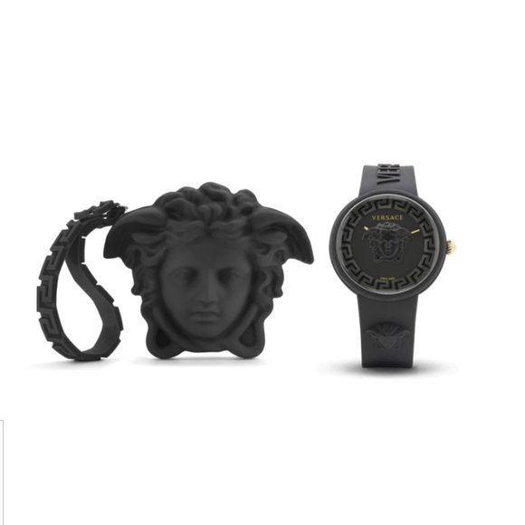 Versace Ladies Matte Black Medusa Watch